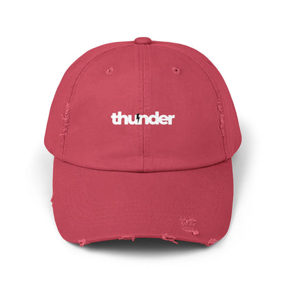 Unisex Distressed Cap with 'thunder' Text | Casual Streetwear Hat, Gift for Him/Her, Cool Summer Accessory, Trendy Outdoors Hat