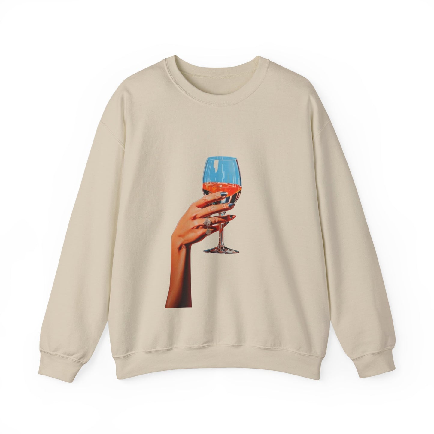 Elegant Wine Glass Crewneck Sweatshirt | Cozy Gift for Friends, Casual Style, Perfect for Wine Lovers, Relaxing Nights In, Birthday Gift