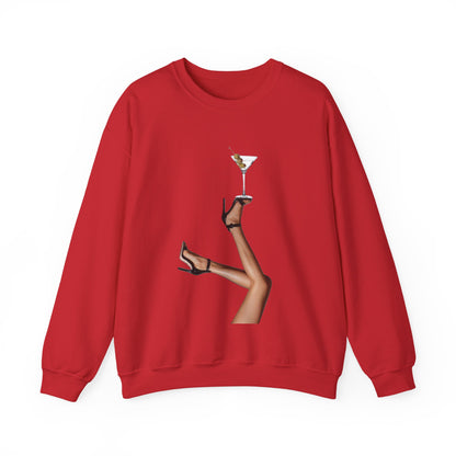 Chic Martini Legs Sweatshirt, Fashion Forward, Cocktail Party Attire, Cozy Unisex Crewneck, Gifts for Her