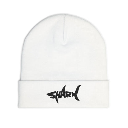 Shark Embroidered Knit Beanie, Winter Accessory, Gift for Marine Lovers, Cool Casual Style, Trendy Headwear, Unique Fashion Statement