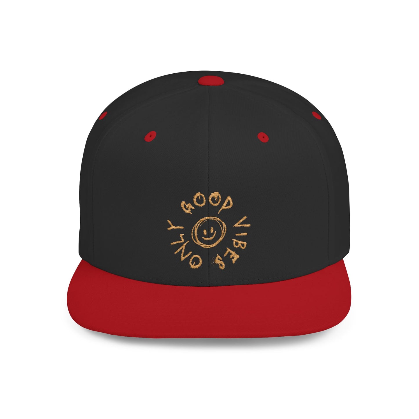 Good Vibes Only Flat Bill Snapback Hat, Cool Casual Cap for Summer, Trendy Streetwear, Gift for Teens and Adults, Stylish Accessory