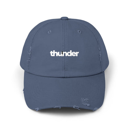 Unisex Distressed Cap with 'thunder' Text | Casual Streetwear Hat, Gift for Him/Her, Cool Summer Accessory, Trendy Outdoors Hat