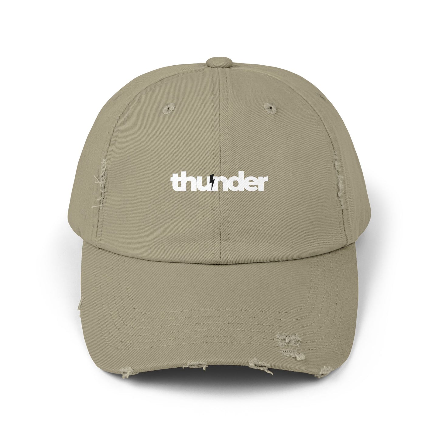 Unisex Distressed Cap with 'thunder' Text | Casual Streetwear Hat, Gift for Him/Her, Cool Summer Accessory, Trendy Outdoors Hat