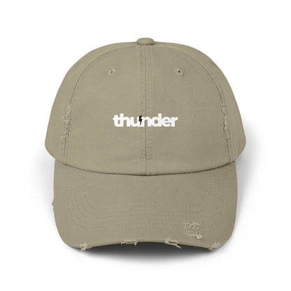 Unisex Distressed Cap with 'thunder' Text | Casual Streetwear Hat, Gift for Him/Her, Cool Summer Accessory, Trendy Outdoors Hat