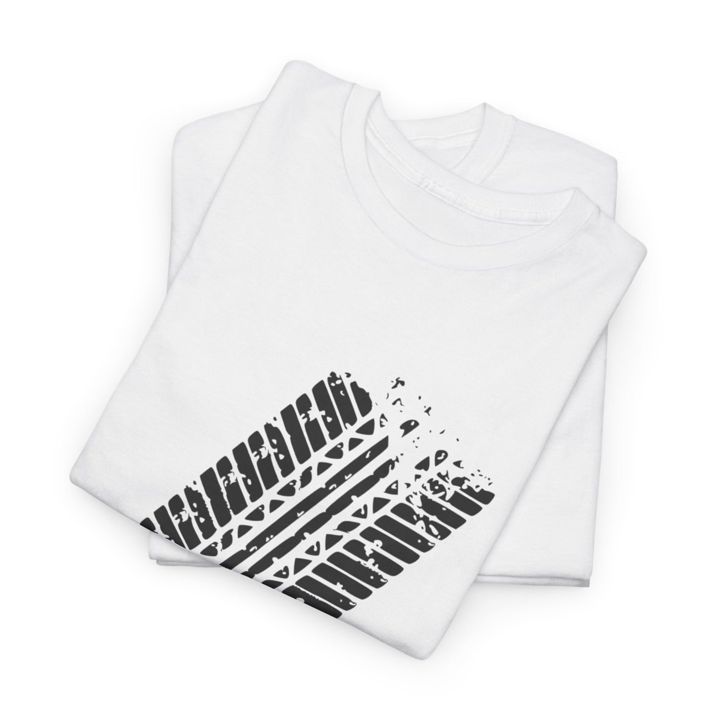 Stylish Heavy Cotton Tee with Bold Tire Track Design | Casual Wear, Streetwear, Gift for Car Lovers, Trendy T-Shirt, Everyday