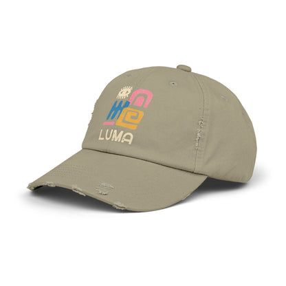 Unisex Distressed Cap with Colorful LUMA Design, Trendy Hat, Casual Wear, Gift for Him/Her, Summer Accessory, Everyday Style