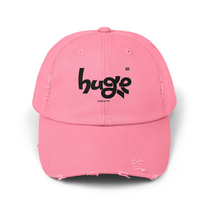 Distressed Cap with 'Huge' Design | Trendy Cap for Outdoor Adventures, Festivals, Casual Wear, Gift for Him/Her