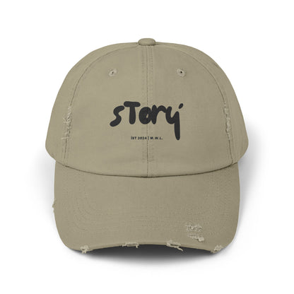Unisex Distressed Cap with 'Story' Design - Perfect for Casual Outings, Summer Days, Gifts, and Everyday Style