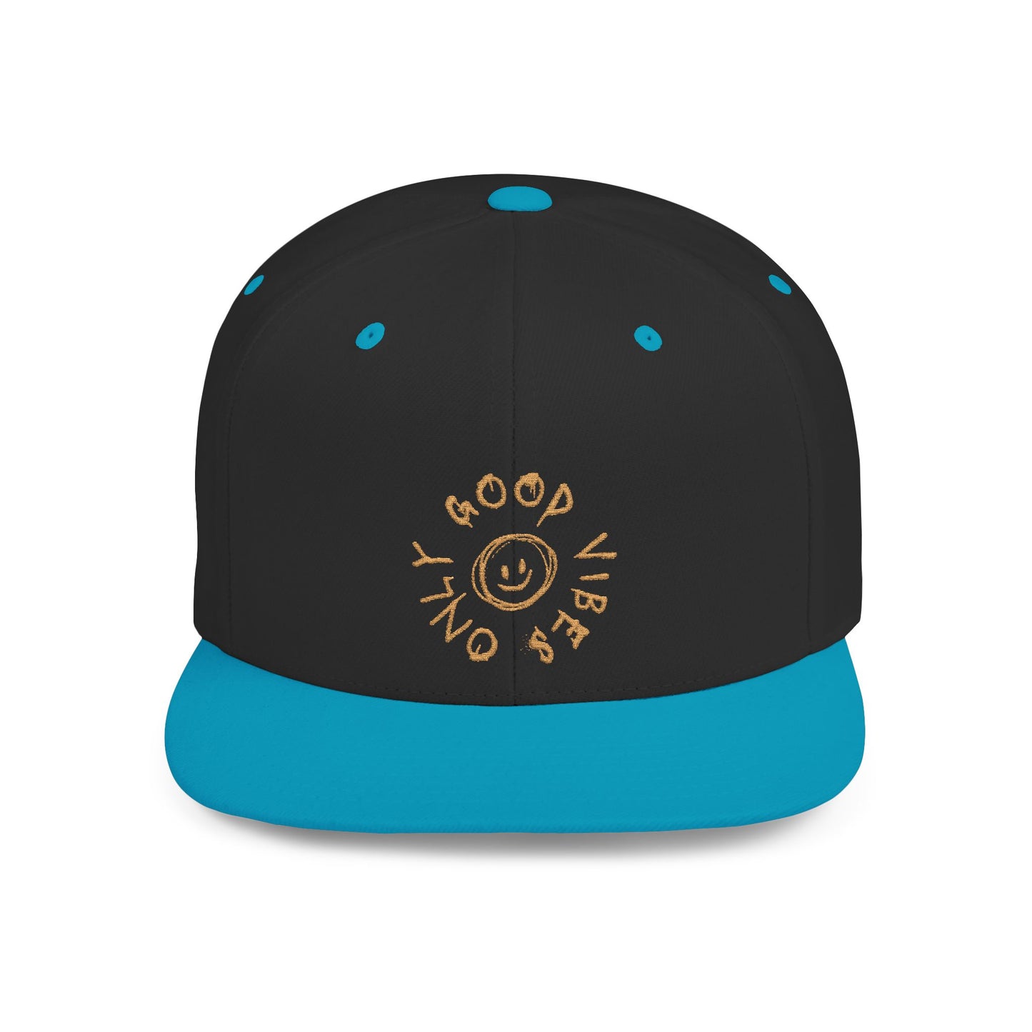 Good Vibes Only Flat Bill Snapback Hat, Cool Casual Cap for Summer, Trendy Streetwear, Gift for Teens and Adults, Stylish Accessory