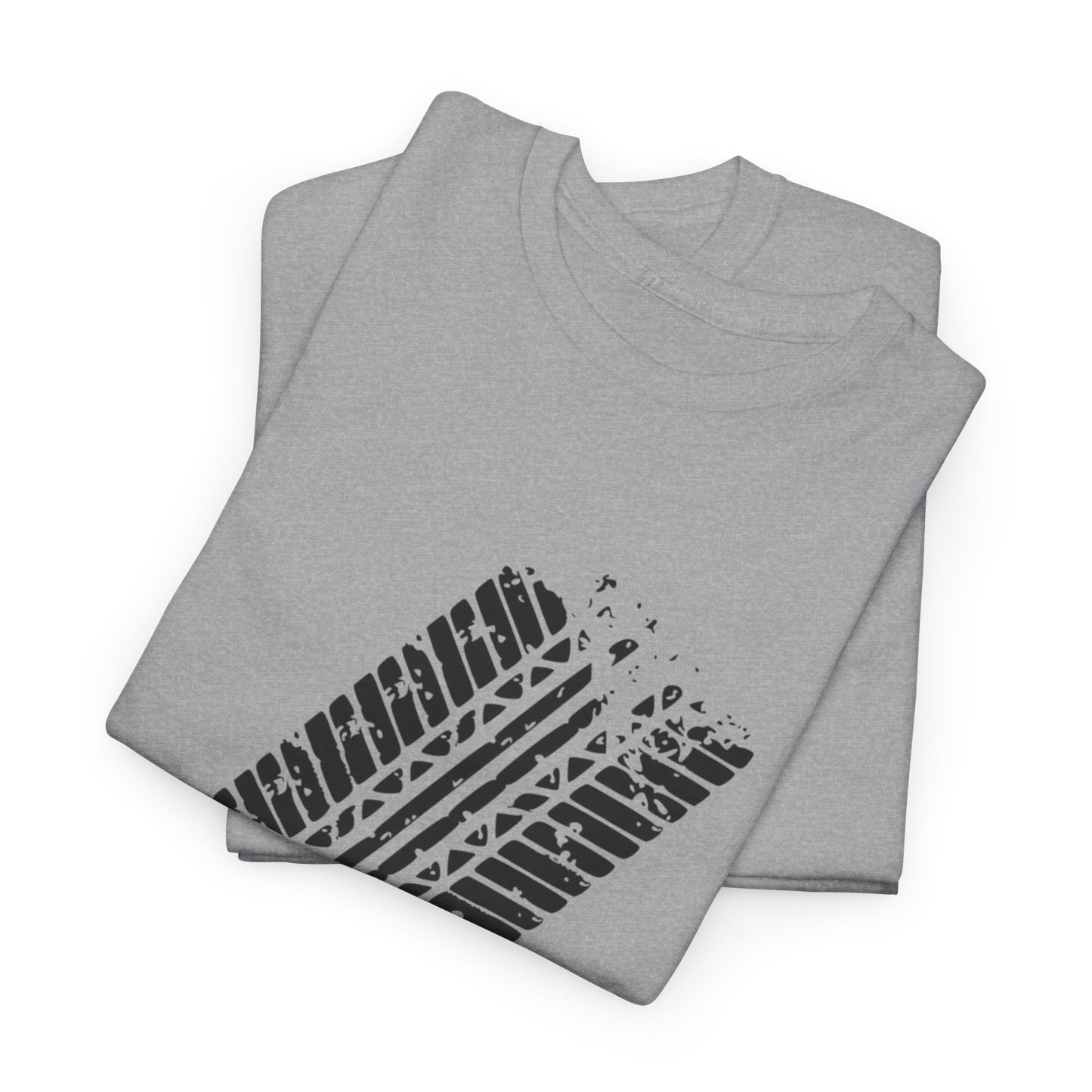 Stylish Heavy Cotton Tee with Bold Tire Track Design | Casual Wear, Streetwear, Gift for Car Lovers, Trendy T-Shirt, Everyday