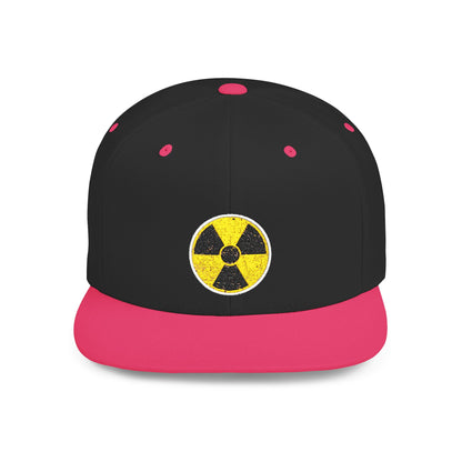 Radiation Symbol Flat Bill Snapback Cap, Trendy Adjustable Hat, Streetwear Accessory, Summer Festival Gear, Unique Gift for Him/Her