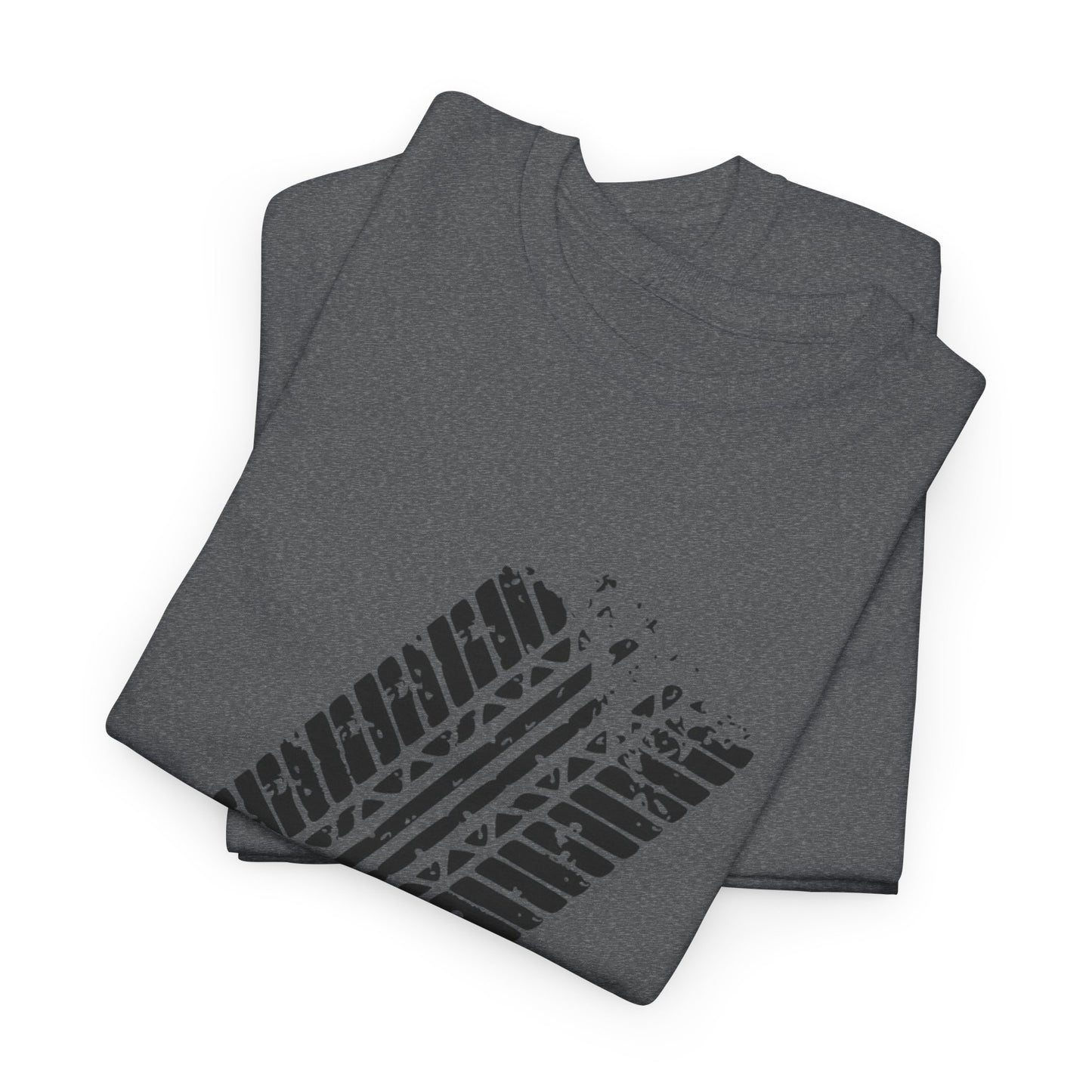 Stylish Heavy Cotton Tee with Bold Tire Track Design | Casual Wear, Streetwear, Gift for Car Lovers, Trendy T-Shirt, Everyday