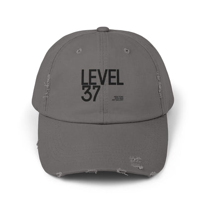 Unisex Distressed Cap: Casual Style for Level 37, Gift for Gamers, Streetwear Accessory, Trendy Baseball Hat, Perfect for All Occasions