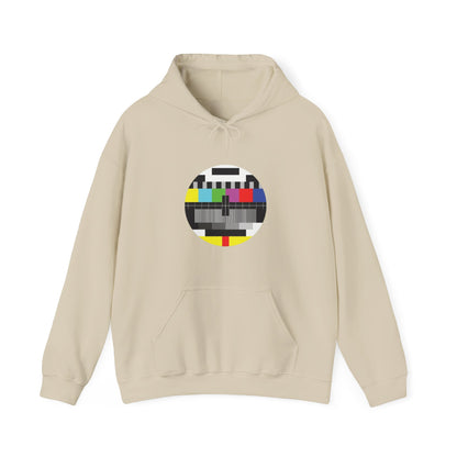 Vintage TV Test Pattern Hoodie, Cozy Unisex Sweatshirt for Home, Unique Gift for Tech Lovers, Retro Apparel, Perfect for Casual Wear