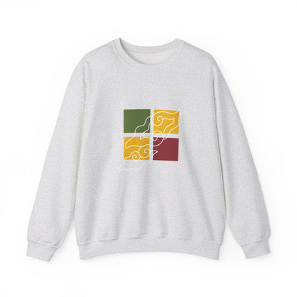 Cozy Graphic Crewneck Sweatshirt with Abstract Colors, Unisex Sweatshirt, Fall Fashion, Layering Essentials, Relaxed Vibe, Gift for Her/Him