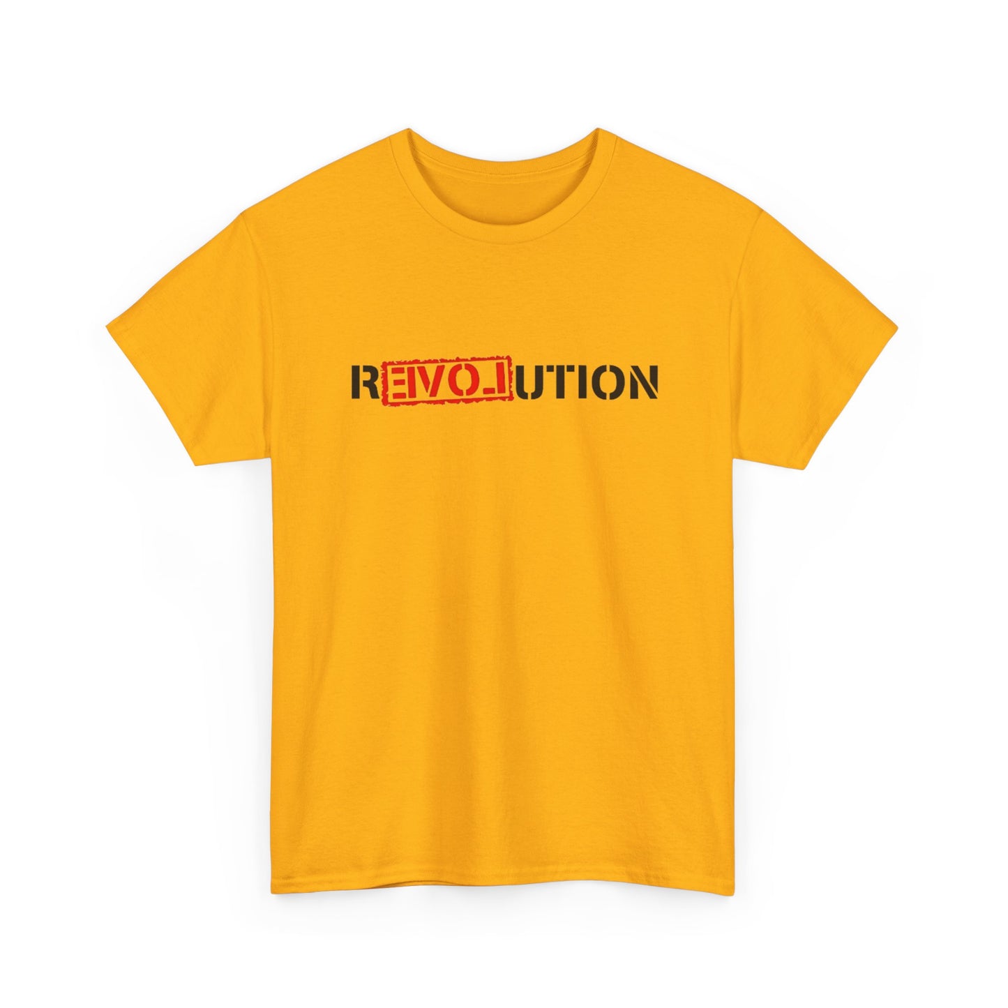 Heavy Cotton Tee with REVO-lution Design - Casual Wear, Statement Shirt, Gift for Activists, Streetwear Essential