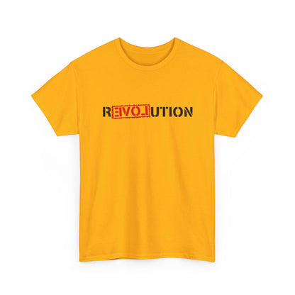 Heavy Cotton Tee with REVO-lution Design - Casual Wear, Statement Shirt, Gift for Activists, Streetwear Essential