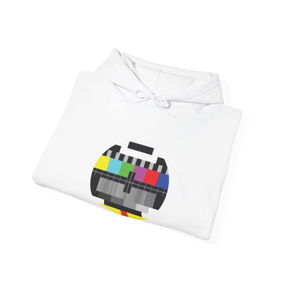 Vintage TV Test Pattern Hoodie, Cozy Unisex Sweatshirt for Home, Unique Gift for Tech Lovers, Retro Apparel, Perfect for Casual Wear
