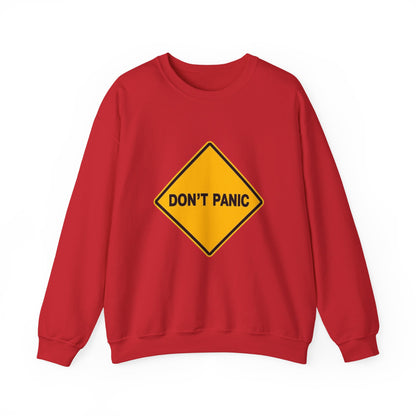 Don't Panic Sweatshirt - Cozy Unisex Heavy Blend Crewneck for Chill Days, Gift for Friends, Stress Relief, Casual Style, Everyday Comfort