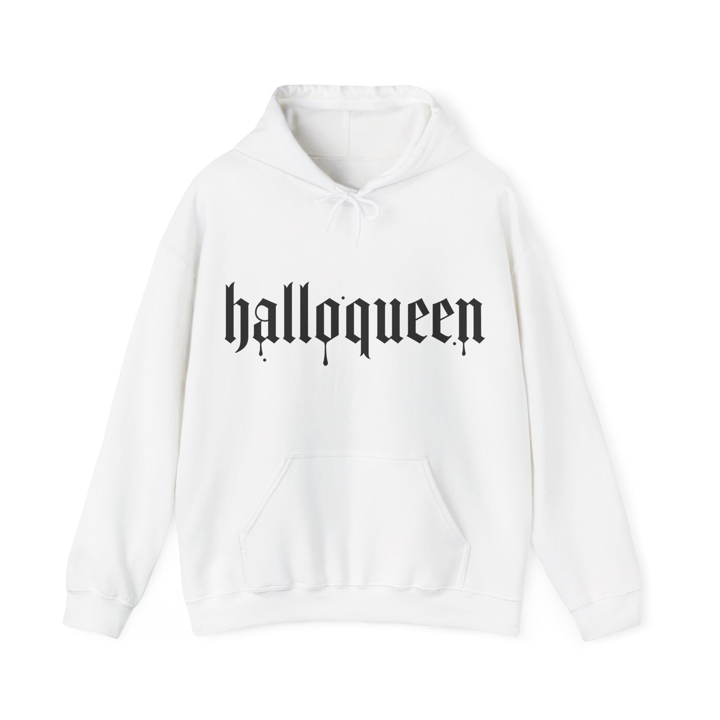 Halloween Hooded Sweatshirt, Halloqueen Pullover, Unisex Fall Apparel, Cozy Halloween Outfit, Spooky Season Gift