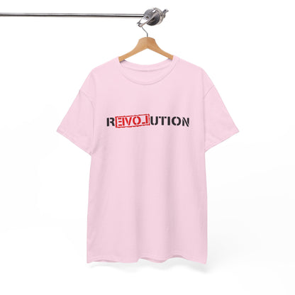 Heavy Cotton Tee with REVO-lution Design - Casual Wear, Statement Shirt, Gift for Activists, Streetwear Essential