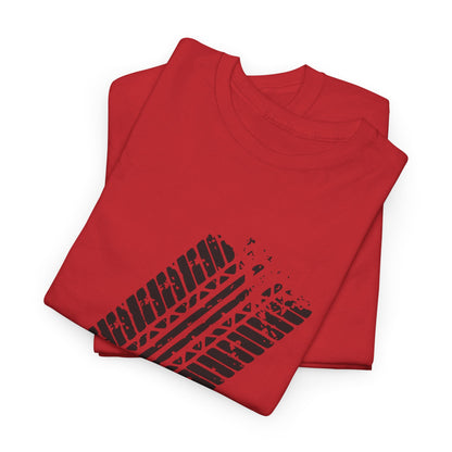 Stylish Heavy Cotton Tee with Bold Tire Track Design | Casual Wear, Streetwear, Gift for Car Lovers, Trendy T-Shirt, Everyday