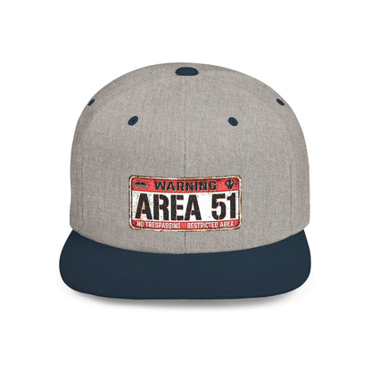Area 51 Flat Bill Snapback Hat, UFO Fan Gear, Alien Enthusiast Cap, Unique Gift for Sci-Fi Lovers, Cool Statement Accessory