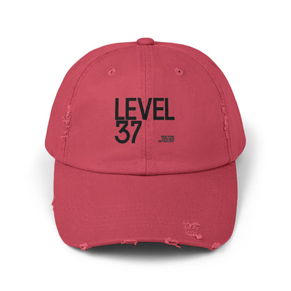 Unisex Distressed Cap: Casual Style for Level 37, Gift for Gamers, Streetwear Accessory, Trendy Baseball Hat, Perfect for All Occasions