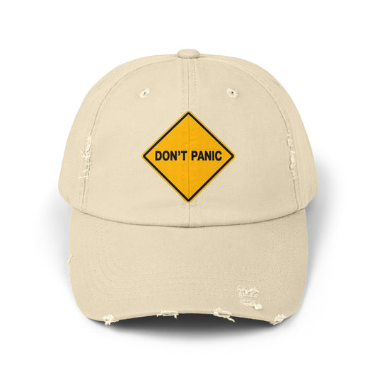 Don't Panic Distressed Cap, Unisex Funny Cap, Casual Hat for Daily Wear, Gift for Friends, Cool Accessory