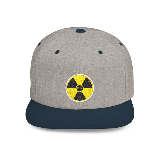 Radiation Symbol Flat Bill Snapback Cap, Trendy Adjustable Hat, Streetwear Accessory, Summer Festival Gear, Unique Gift for Him/Her