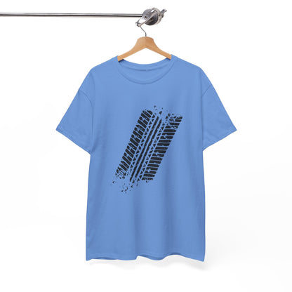 Stylish Heavy Cotton Tee with Bold Tire Track Design | Casual Wear, Streetwear, Gift for Car Lovers, Trendy T-Shirt, Everyday