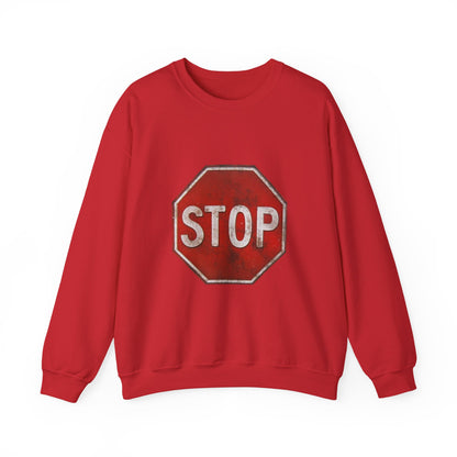 Stop Sign Crewneck Sweatshirt, Casual Wear, Gift for Drivers, Street Style, Motivational Clothing, Safety Awareness Apparel
