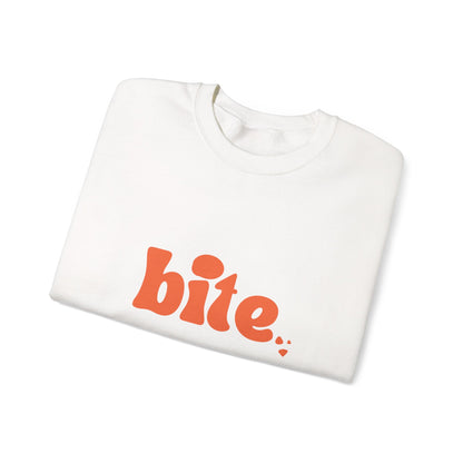 Bite Graphic Crewneck Sweatshirt, Cozy Unisex Sweatshirt for Casual Wear, Perfect Gift for Food Lovers, Trendy Fall Fashion, Holiday Apparel