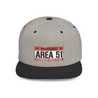 Area 51 Flat Bill Snapback Hat, UFO Fan Gear, Alien Enthusiast Cap, Unique Gift for Sci-Fi Lovers, Cool Statement Accessory