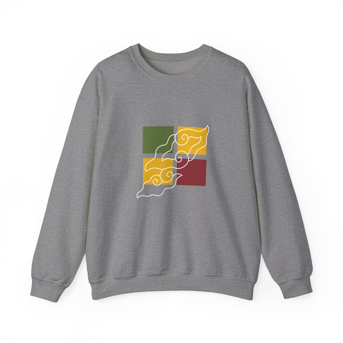 Cozy Graphic Crewneck Sweatshirt with Abstract Colors, Unisex Sweatshirt, Fall Fashion, Layering Essentials, Relaxed Vibe, Gift for Her/Him