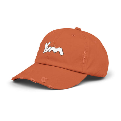 Trendy Distressed Cap with 'Yum' Design, Fashion Accessory, Gift for Food Lovers, Casual Outdoor Wear, Unique Statement Piece