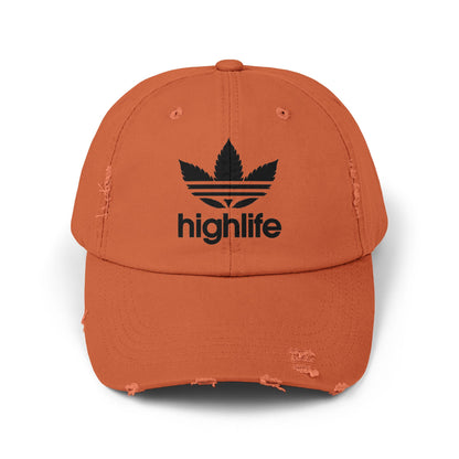 Stylish Distressed Cap - Casual Fashion Accessory, Trendy Summer Hat, Gift for Him/Her, Streetwear Essential, Highlife Graphic Design