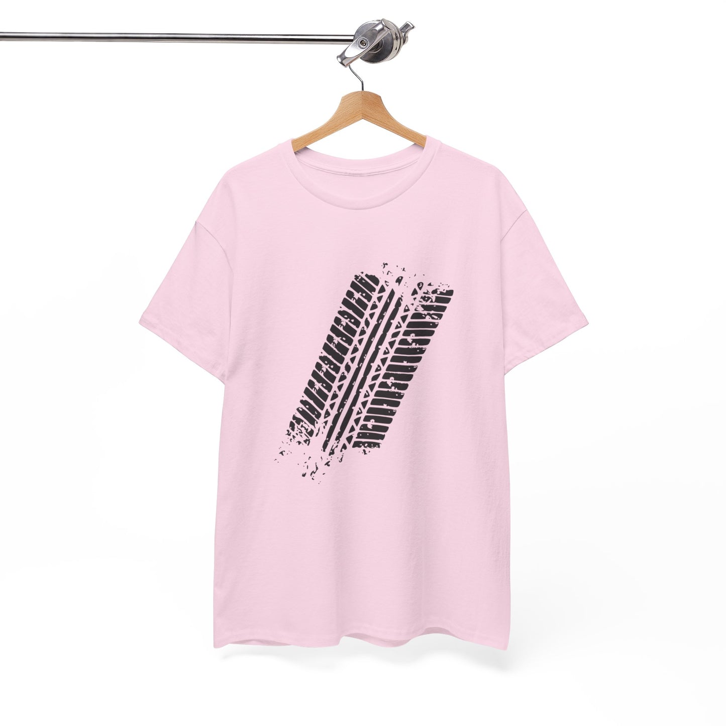 Stylish Heavy Cotton Tee with Bold Tire Track Design | Casual Wear, Streetwear, Gift for Car Lovers, Trendy T-Shirt, Everyday