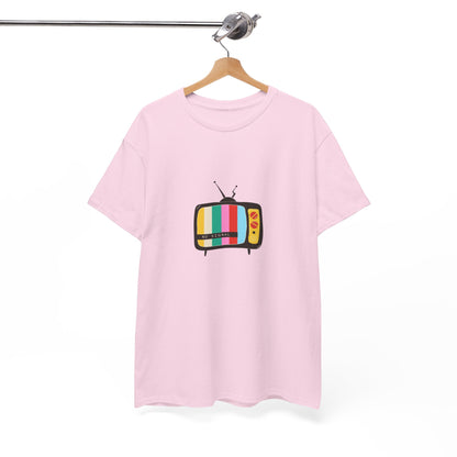 Retro TV Graphic Heavy Cotton Tee, Vintage Style Shirt, Gift for TV Lovers, Casual Wear, Fun Summer Tee, Graphic Tee