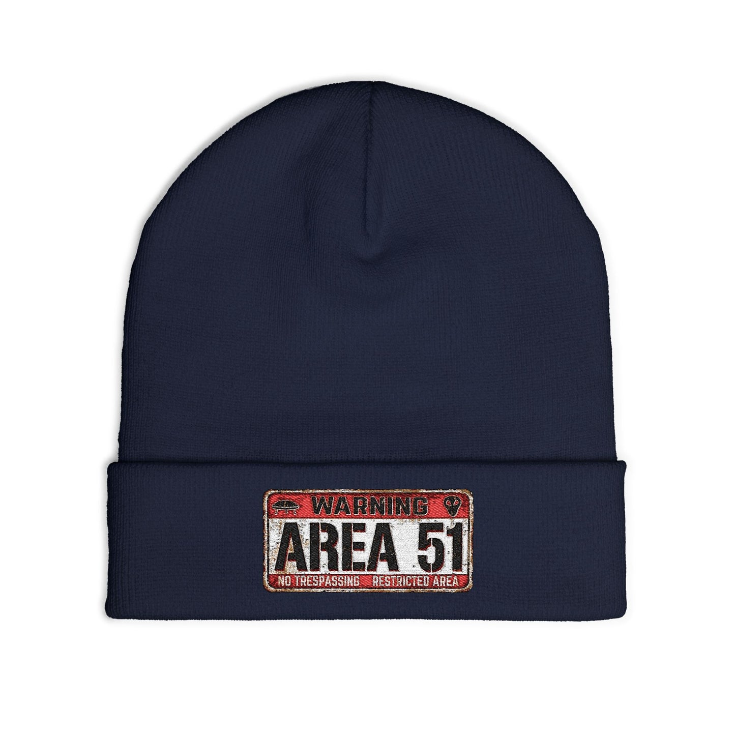 Area 51 Embroidered Knit Beanie, Funny UFO Hat, Winter Fashion Accessory, Cool Gift for Aliens Enthusiasts, Unique Beanie for Men and Women