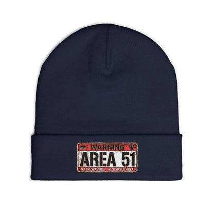 Area 51 Embroidered Knit Beanie, Funny UFO Hat, Winter Fashion Accessory, Cool Gift for Aliens Enthusiasts, Unique Beanie for Men and Women