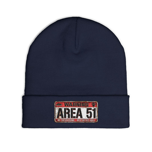Area 51 Embroidered Knit Beanie, Funny UFO Hat, Winter Fashion Accessory, Cool Gift for Aliens Enthusiasts, Unique Beanie for Men and Women