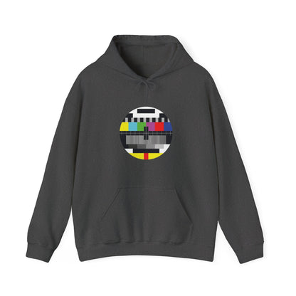 Vintage TV Test Pattern Hoodie, Cozy Unisex Sweatshirt for Home, Unique Gift for Tech Lovers, Retro Apparel, Perfect for Casual Wear