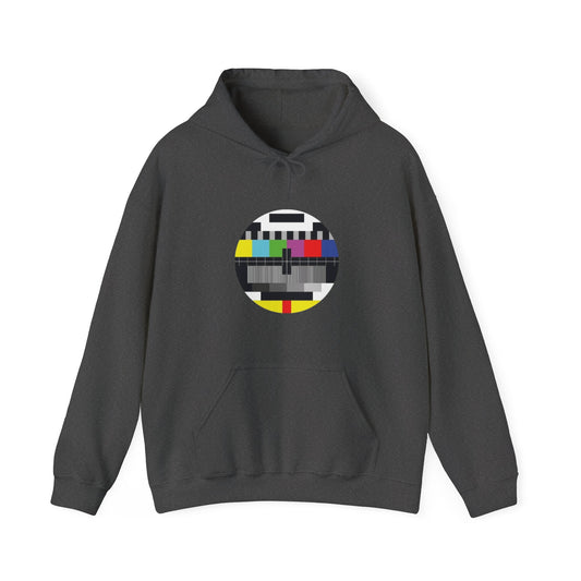 Vintage TV Test Pattern Hoodie, Cozy Unisex Sweatshirt for Home, Unique Gift for Tech Lovers, Retro Apparel, Perfect for Casual Wear