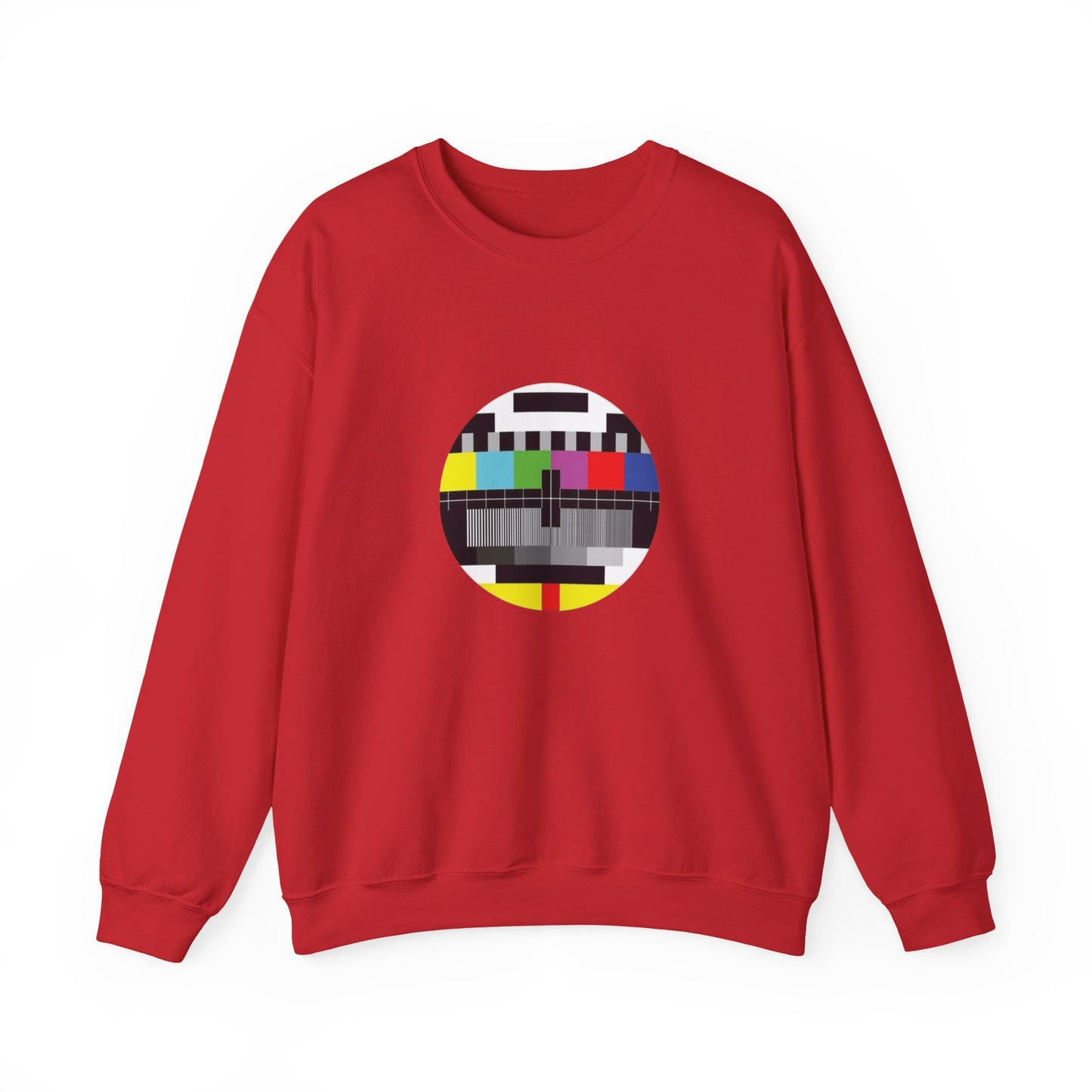 Colorful Retro Test Pattern Sweatshirt, Cozy Graphic Sweater, Unisex Crewneck Apparel, Perfect for Gifting and Everyday Wear