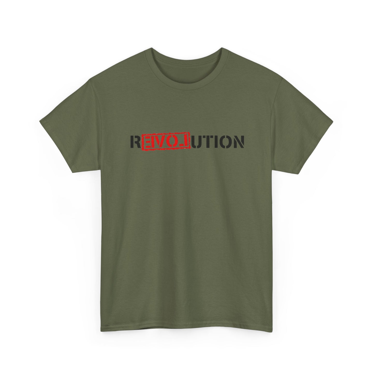 Heavy Cotton Tee with REVO-lution Design - Casual Wear, Statement Shirt, Gift for Activists, Streetwear Essential