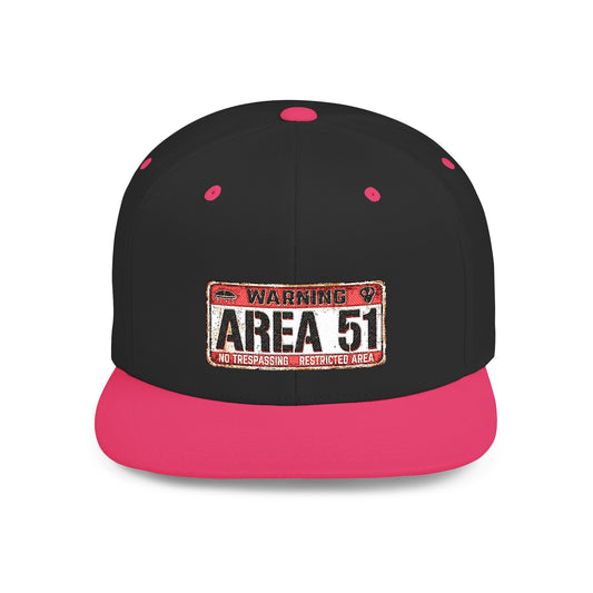 Area 51 Flat Bill Snapback Hat, UFO Fan Gear, Alien Enthusiast Cap, Unique Gift for Sci-Fi Lovers, Cool Statement Accessory