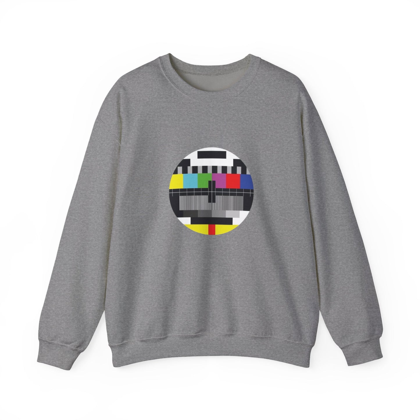 Colorful Retro Test Pattern Sweatshirt, Cozy Graphic Sweater, Unisex Crewneck Apparel, Perfect for Gifting and Everyday Wear
