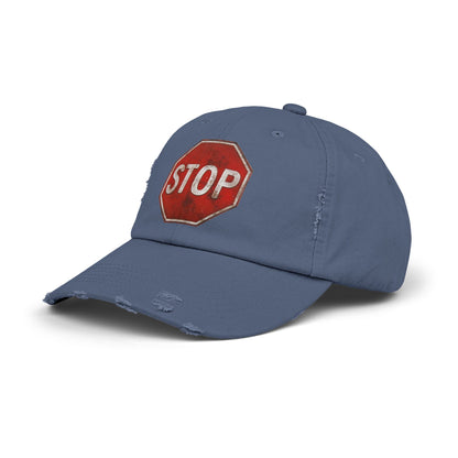 Distressed Stop Sign Cap, Unisex Cap, Casual Headwear, Summer Accessory, Vintage Style, Unique Gift Idea
