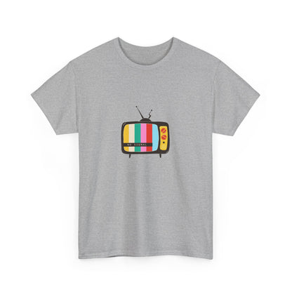Retro TV Graphic Heavy Cotton Tee, Vintage Style Shirt, Gift for TV Lovers, Casual Wear, Fun Summer Tee, Graphic Tee
